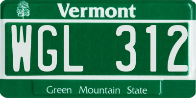 VT license plate WGL312