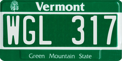VT license plate WGL317