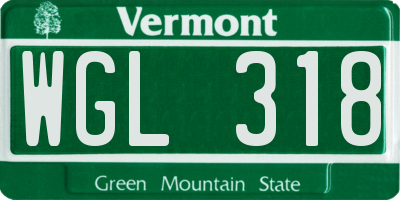 VT license plate WGL318