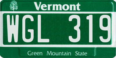 VT license plate WGL319