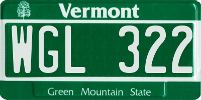 VT license plate WGL322