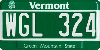 VT license plate WGL324