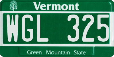 VT license plate WGL325