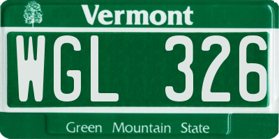 VT license plate WGL326