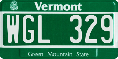 VT license plate WGL329