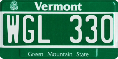 VT license plate WGL330