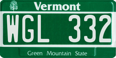 VT license plate WGL332