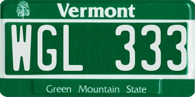 VT license plate WGL333