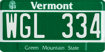 VT license plate WGL334