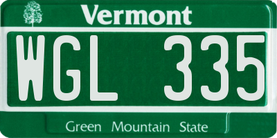 VT license plate WGL335