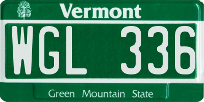 VT license plate WGL336