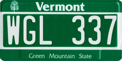 VT license plate WGL337