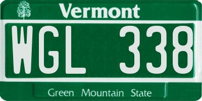 VT license plate WGL338