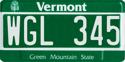 VT license plate WGL345