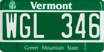 VT license plate WGL346