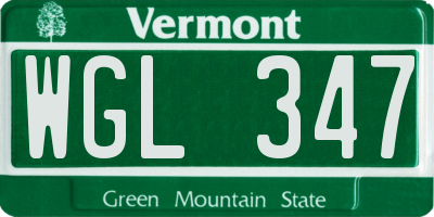 VT license plate WGL347