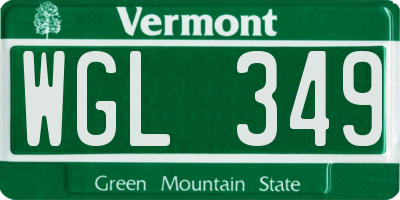 VT license plate WGL349