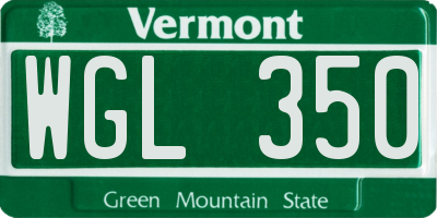 VT license plate WGL350