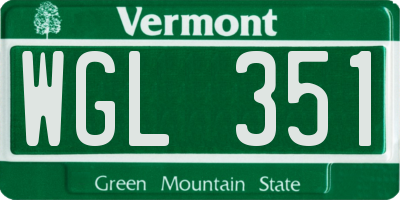 VT license plate WGL351