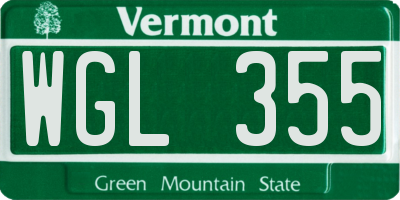 VT license plate WGL355