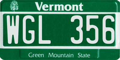 VT license plate WGL356