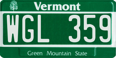 VT license plate WGL359