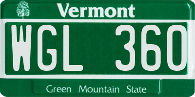 VT license plate WGL360