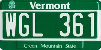 VT license plate WGL361