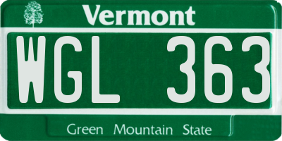 VT license plate WGL363