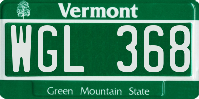 VT license plate WGL368