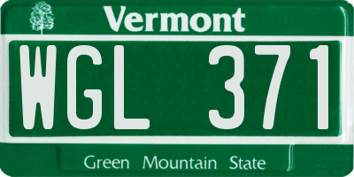 VT license plate WGL371