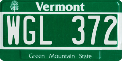 VT license plate WGL372