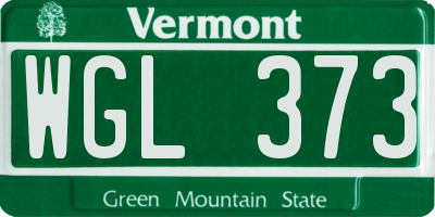 VT license plate WGL373