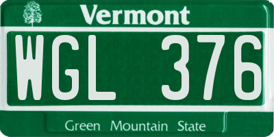 VT license plate WGL376