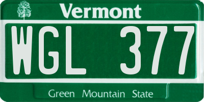 VT license plate WGL377
