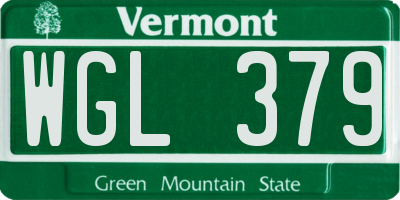 VT license plate WGL379
