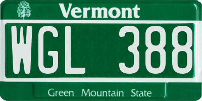 VT license plate WGL388