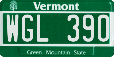 VT license plate WGL390