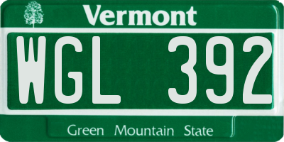 VT license plate WGL392