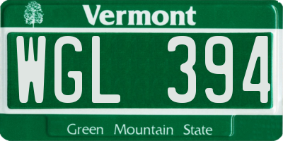 VT license plate WGL394