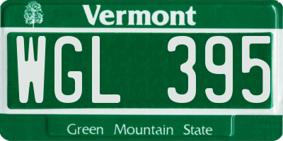 VT license plate WGL395