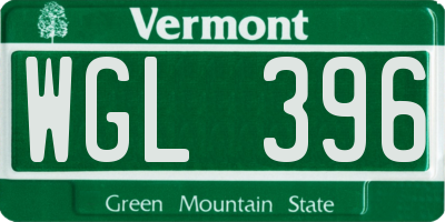 VT license plate WGL396