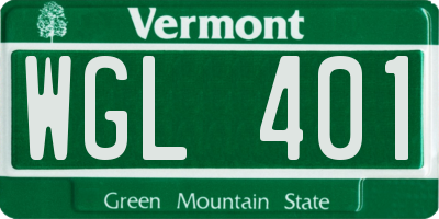 VT license plate WGL401