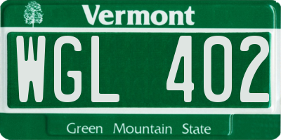 VT license plate WGL402
