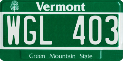 VT license plate WGL403