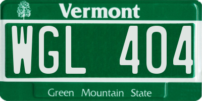 VT license plate WGL404