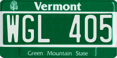 VT license plate WGL405