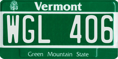 VT license plate WGL406