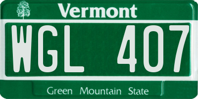 VT license plate WGL407
