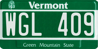 VT license plate WGL409